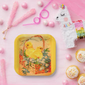 Baby Oaster Chicks in einem Korbpapier-Teller Pappteller (Party)