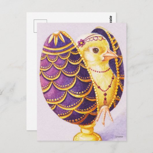 Baby Oaster Flapper Chick Lila Ei Wasserfarbe Postkarte (Vorne/Hinten)