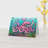 Baby Octopus Card Karte (Gelbe Blume)