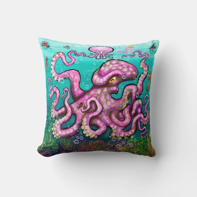 Baby Octopus Throw Kissen (Vorderseite)