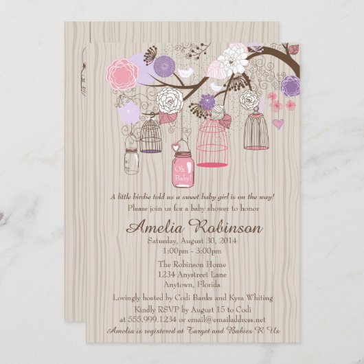 Baby oder Brautparty - Käfige und Jars Einladung (Vorne/Hinten)