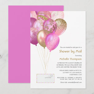 Baby- oder Brautparty per Post in Rosa und Gold Einladung