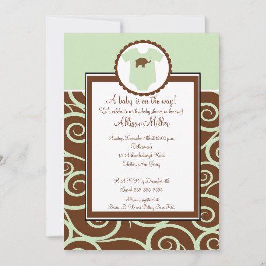 Baby-oder Jungen-Strudel-Babyparty-Einladung Einladung (Vorderseite)