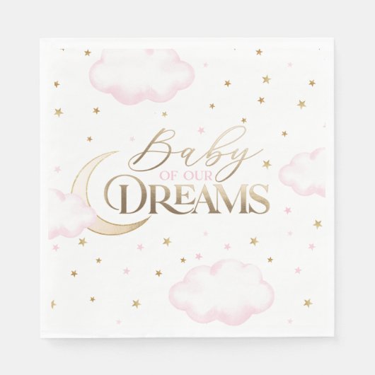 Baby of our Dreams Moon and Stars Pink Baby Shower Serviette (Vorderseite)