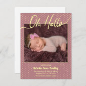 Baby Oh, Hello Flat Announcement Card Ankündigung (Vorne/Hinten)