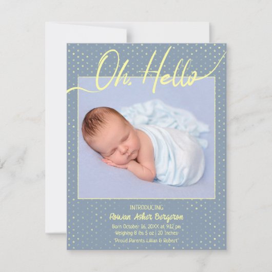 Baby Oh, Hello Flat Announcement Card Ankündigung (Vorderseite)
