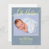 Baby Oh, Hello Flat Announcement Card Ankündigung (Vorne/Hinten)