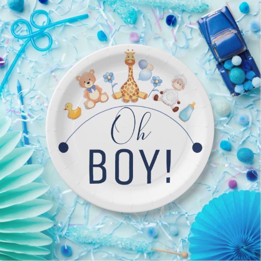Baby Oh Junge Cartoon Tiere Design Pappteller (Party)