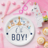 Baby Oh Junge Cartoon Tiere Design Pappteller (Party)