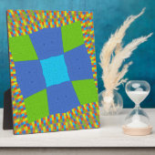 Baby Öko green Checkered Blue Cyan Fotoplatte (Seite)