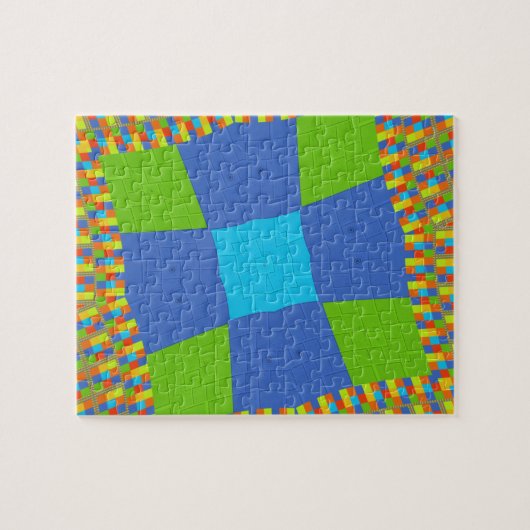 Baby Öko green Checkered Blue Cyan Puzzle (Horizontal)