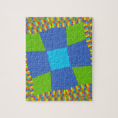 Baby Öko green Checkered Blue Cyan Puzzle (Vertikal)