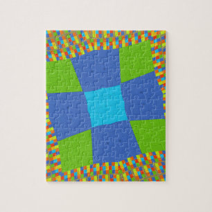 Baby Öko green Checkered Blue Cyan Puzzle