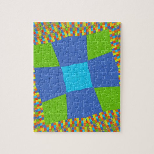 Baby Öko green Checkered Blue Cyan Puzzle (Vertikal)