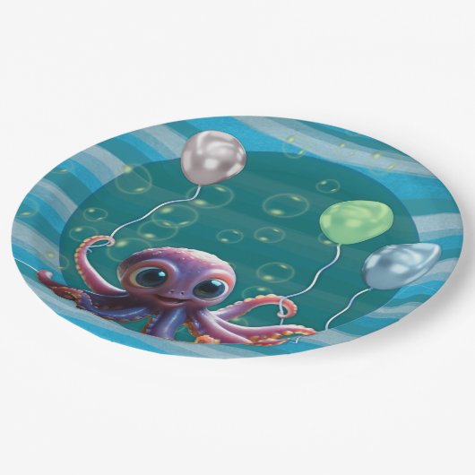 Baby-Oktopus-Papierplatte Pappteller (Schrägansicht)