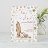 Baby On Board | Arch Frame Beach Baby Shower Einladung (Stehend Vorderseite)