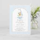 Baby on Board Baby Shower Boy Einladung (Stehend Vorderseite)