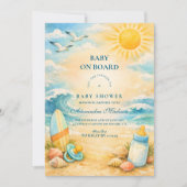 Baby On Board Beach Baby Shower Einladung (Vorderseite)