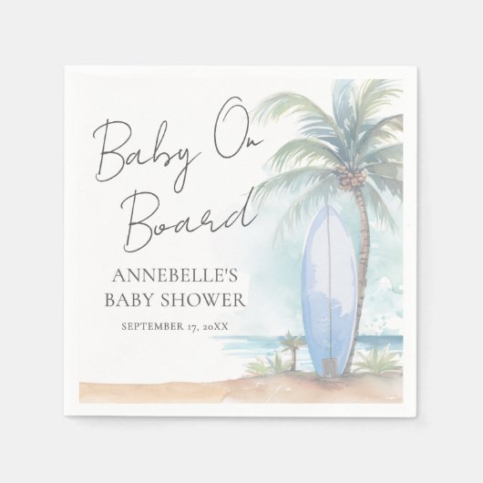 Baby On Board Beach Baby Shower Serviette (Vorderseite)