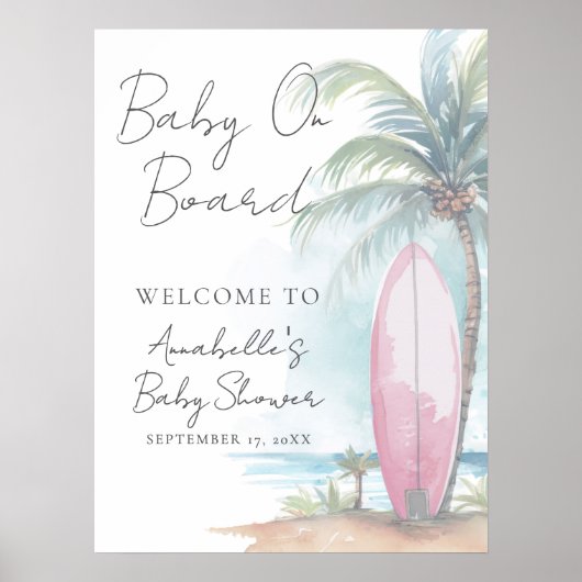 Baby On Board Beach Baby Shower Welcome Sign Poster (Vorne)