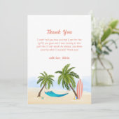 Baby on board Beach Surfing Baby Dusche Dankeskarte (Stehend Vorderseite)