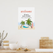 Baby on board Beach Surfing Baby Dusche Empfang Poster (Küche)