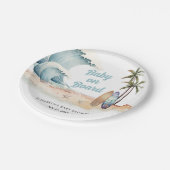 Baby on board Beach Surfing Baby Dusche Pappteller (Schrägansicht)