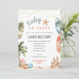 Baby On Board Einladung zum Babyshower im Strand-S