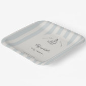 Baby On Board Elegant Blue Sailboat Baby Shower Pappteller (Gewinkelt)