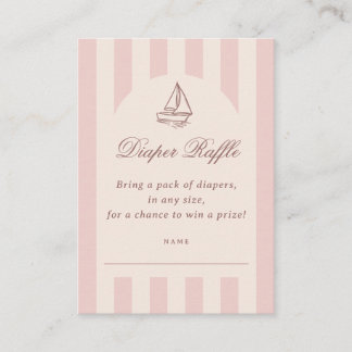 Baby On Board Elegant Pink Sailboat Diaper Raffle Begleitkarte