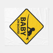 Baby on Board funny baby design with surf board Fleecedecke (Vorderseite (Horizontal))