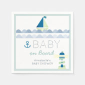 Baby on Board Nautical Blue Boy Baby Shower Serviette (Vorderseite)