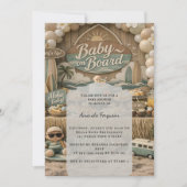 Baby on Board retro beach Baby Shower Einladung (Vorderseite)