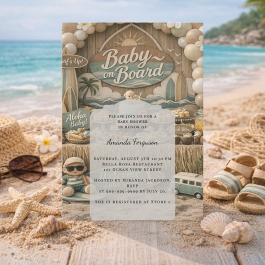 Baby on Board retro beach Baby Shower Einladung