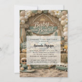 Baby on Board retro beach Baby Shower Einladung (Vorderseite)