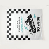 Baby on Board Skateboard Baby Shower Backdrop  Wandteppich (Vorderseite (Horizontal))