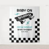 Baby on Board Skateboard Baby Shower Backdrop  Wandteppich (Vorderseite)