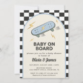 Baby on Board Skateboard Baby Shower party Einladung (Vorderseite)
