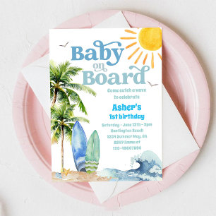 Baby On Board Strandparty Geburtstagseinladung Einladung