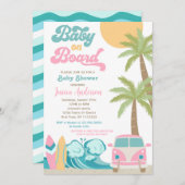 Baby on board Surf Baby Shower Invitations Girl Einladung (Vorne/Hinten)