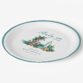 Baby On Board Surf Beach Baby Shower Pappteller (Schrägansicht)