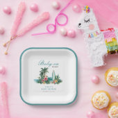 Baby On Board Surf Beach Baby Shower Pappteller (Party)