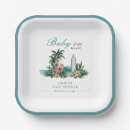 Baby On Board Surf Beach Baby Shower Pappteller