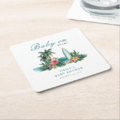 Baby On Board Surf Beach Baby Shower Rechteckiger Pappuntersetzer (angewinkelt)