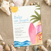 Baby on Board Surfboard Beach Baby Shower Einladung