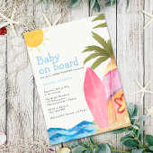 Baby on Board Surfboard Beach Baby Shower Einladung