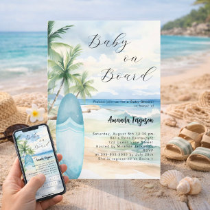 Baby on Board Surfbrett blau Junge Strand Baby Sho Einladung