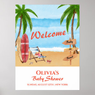 Baby on board surfing Baby Dusche Empfang Poster