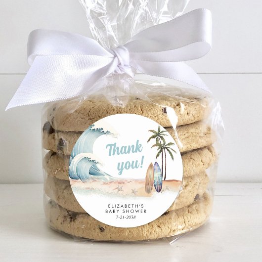 Baby on Board Surfing Beach Baby Dusche Vielen Dan Runder Aufkleber