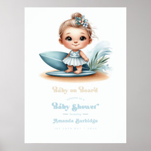 Baby on Board Surfthemen-Baby-Party-Einladung Poster